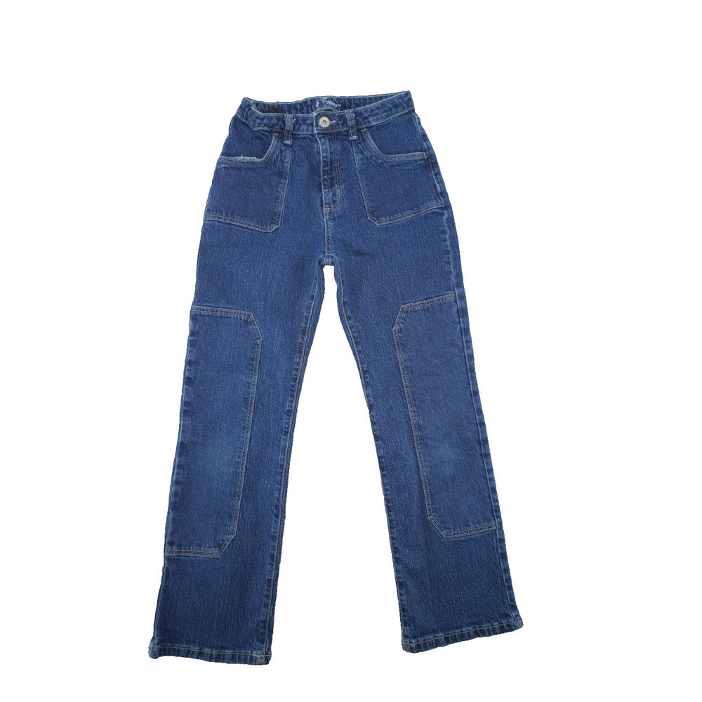 Art Class Girls Denim Utility Pants Size 12 Blue Straight Leg Patch Pocket Jeans
